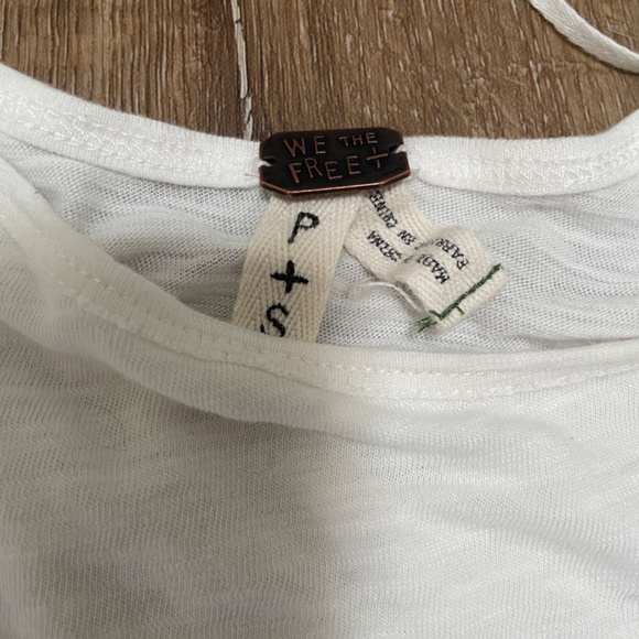 We The Free White and Black Blockcore, Oversized Asymmetrical T-Shirt - Picture 3 of 9